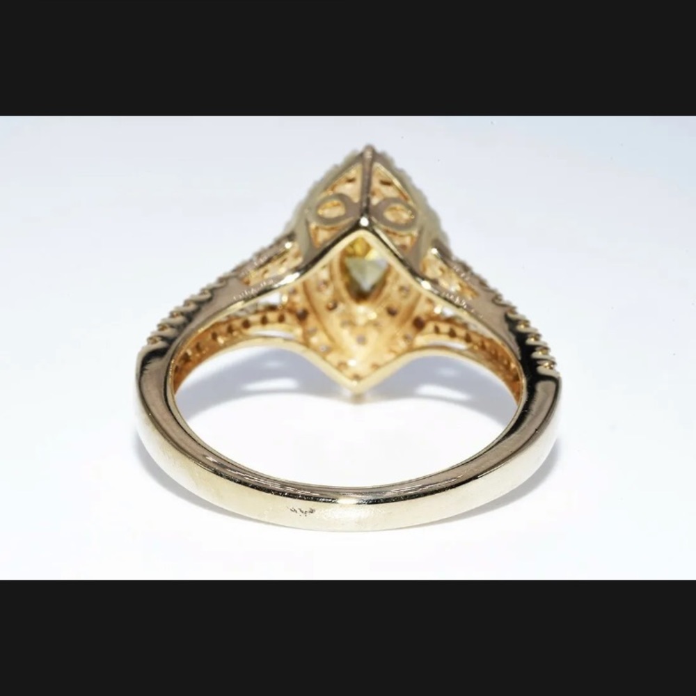 1.01CT NATURAL CANARY DIAMOND & WHITE DIAMOND ENGAGEMENT RING SOLID GOLD 14k - Picture 4 of 8
